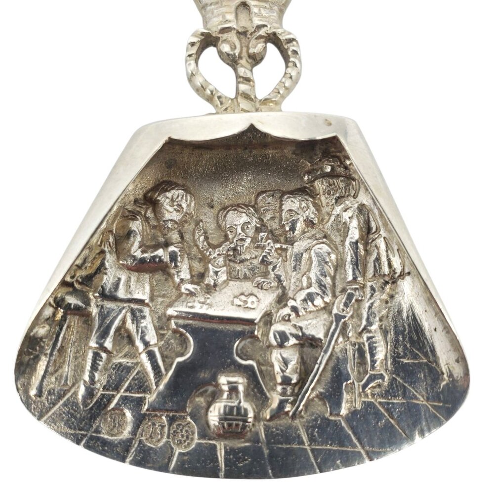 Dutch Sterling Silver Tavern Scene Windmill Shovel Spoon #22670